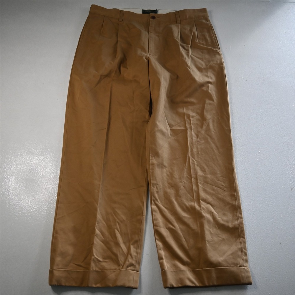 CC Filson 38x30 Khaki 100% Cotton Pleated Cuffed Classic Chino‎ Mens Pants